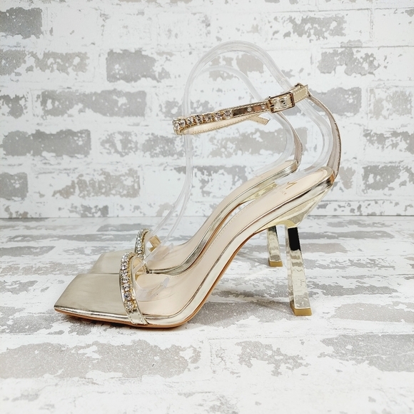 Marc Fisher Shoes - New Marc Fisher Karima Gold Leather Ankle Strap Heeled Sandals K1005
